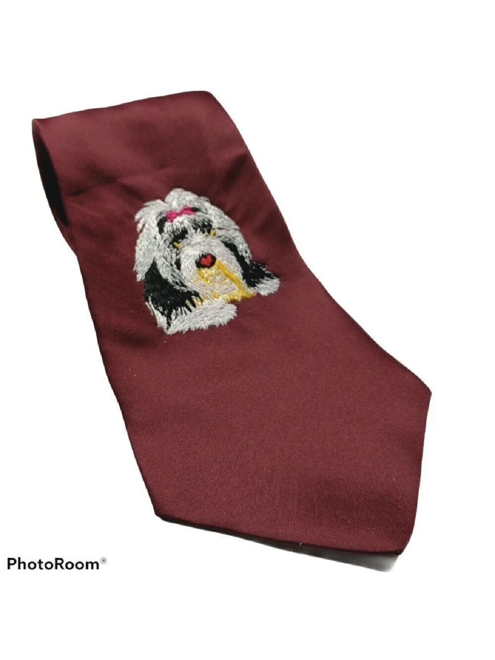 Wolfmark Neckwear Shih Tzu Dog Embroidered Tie